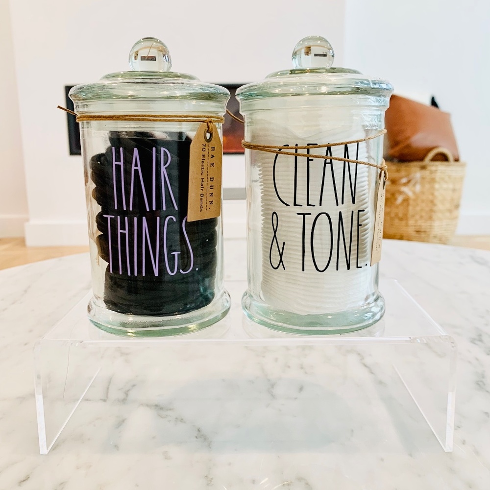 Rae Dunn Hair Ties + Cotton Rounds Bundle